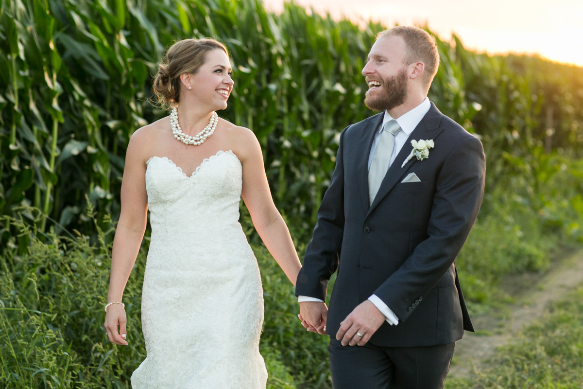 Kelli and Brett during their sunset wedding portraits at Crossroads Farm in Snohomish, Washington. Fall 2016